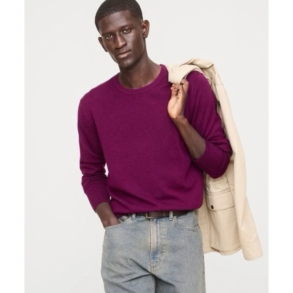 Banana Republic Cashmere Crew Neck Sweater Mens XXL Camu Berry 100% Cashmere NWT